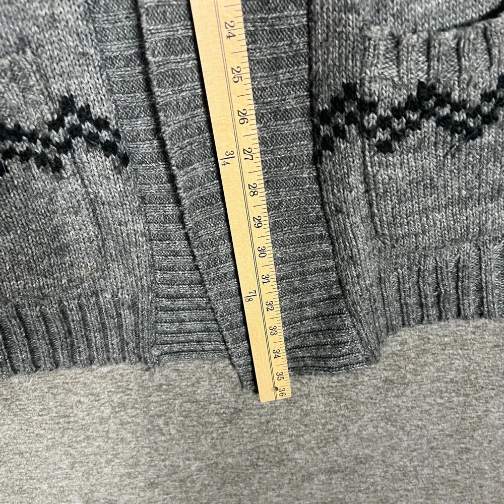 J Jill Women's Medium‎ Gray Fair Isle Open Front Knit Cardigan Sweater